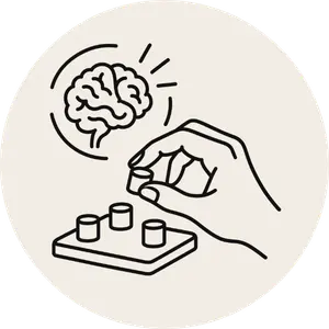 Illustration zur neurologischen Ergotherapie mit kognitiven und motorischen Übungen