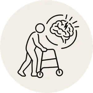 Illustration zur Sturzprophylaxe und zum Gangtraining in der Ergotherapie